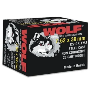 Wolf WPA Polyformance Rifle Ammunition 7.62x39mm 123 gr FMJ 2396 fps 20/ct