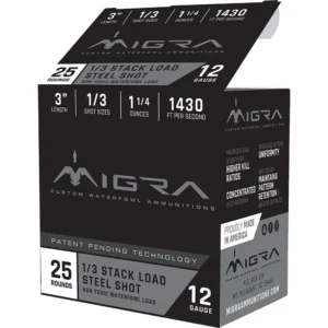 Migra Waterfowl Steel Shot Shotshells 12 ga 3" 1-1/4 oz 1430 fps #1/#3 25/ct