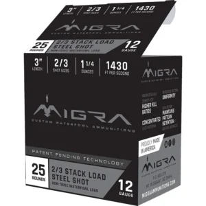 Migra Waterfowl Steel Shot Shot Shells 12 ga 3" 1-1/4 oz #2#3 1430 fps 25/ct