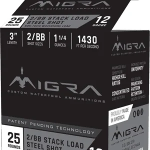 Migra Waterfowl Steel Shot Shotshell 12 ga 3" 1-1/4 oz 1430 fps #2-BB 25/ct