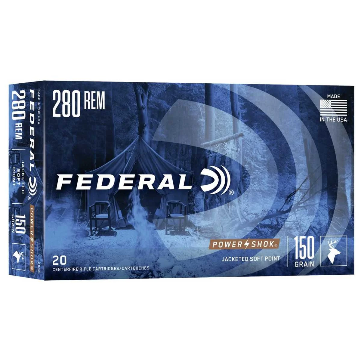 Federal Power-Shok Rifle Ammunition .280 Rem 150 gr SP 2890 fps - 20/ct