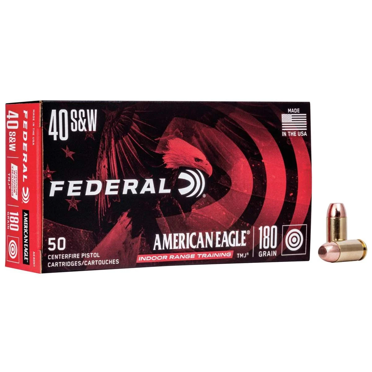American Eagle IRT Handgun Ammunition .40 S&W 180 gr TMJ 1000 fps 50/ct