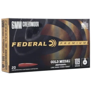 Federal Gold Medal Berger Hybrid Rifle Ammunition 6mm Creedmoor 109gr BTHP 2900 fps 20/ct