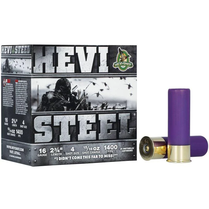 HEVI-Shot HEVI-Steel Shotshell 16ga 2-3/4" 15/16oz 1400 fps #4 25/ct