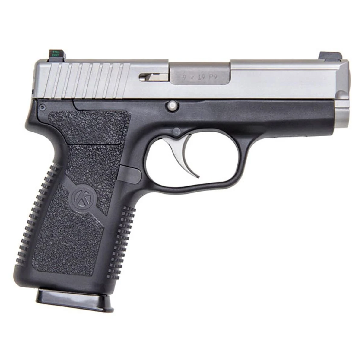 Kahr P9 Handgun 9mm Luger 7rd(2)&8rd(1) Magazines 3.6" Barrel Stainless Slide/Black Grip Night Sights CA Compliant