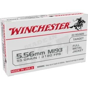 Winchester USA Lake City M193 Rifle Ammunition 5.56X45 NATO 55 gr. FMJ 3240 fps 1000/ct case