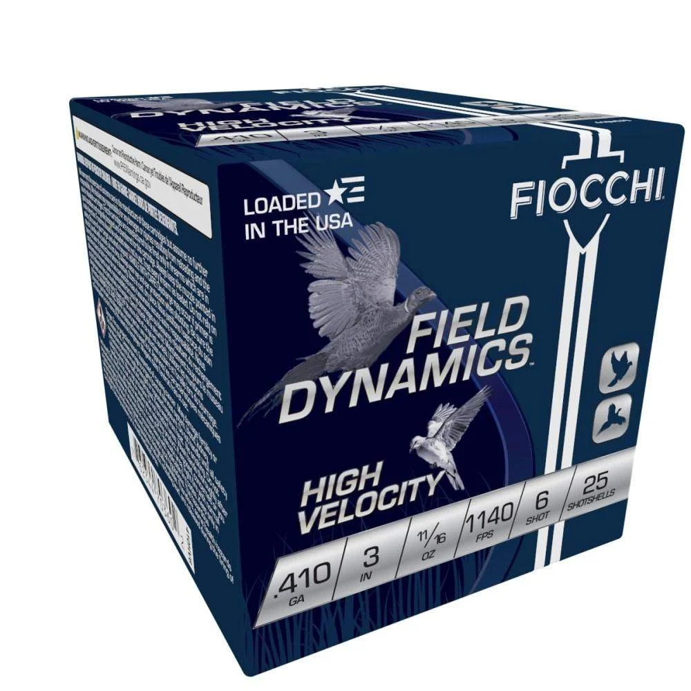 Fiocchi High-Velocity Hunting Load .410 ga 3" MAX 11/16 oz #6 1140 fps 25/rd