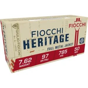 Fiocchi Heritage Handgun Ammunition 7.62 Nagant 97 gr FMJ 1082 fps 50/ct