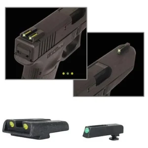 Truglo TFO Tritium/Fiber Optic Day/Night Sights for Glock 17 / 17L 19 22 23 24 26 27 33 34 35 38 and 39 Front Green Rear Yellow