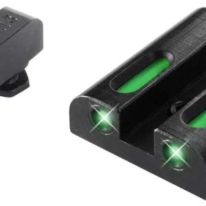 Truglo TFX Tritium/Fiber-Optic Day/Night Sights Fits GLOCK 17 / 17L 19 22 23 24 26 27 33 34 35 38 AND 39 - White Outline Front/Rear Green