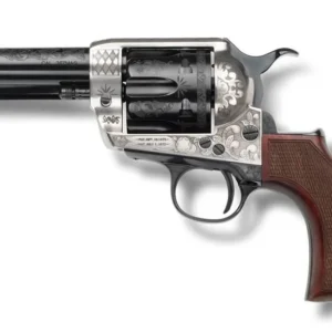 Pietta 1873 Alchimista Jr Handgun .45 Colt  6rd Capacity 3.5" Barrel Silver & Blue Engraved Checkered Grips