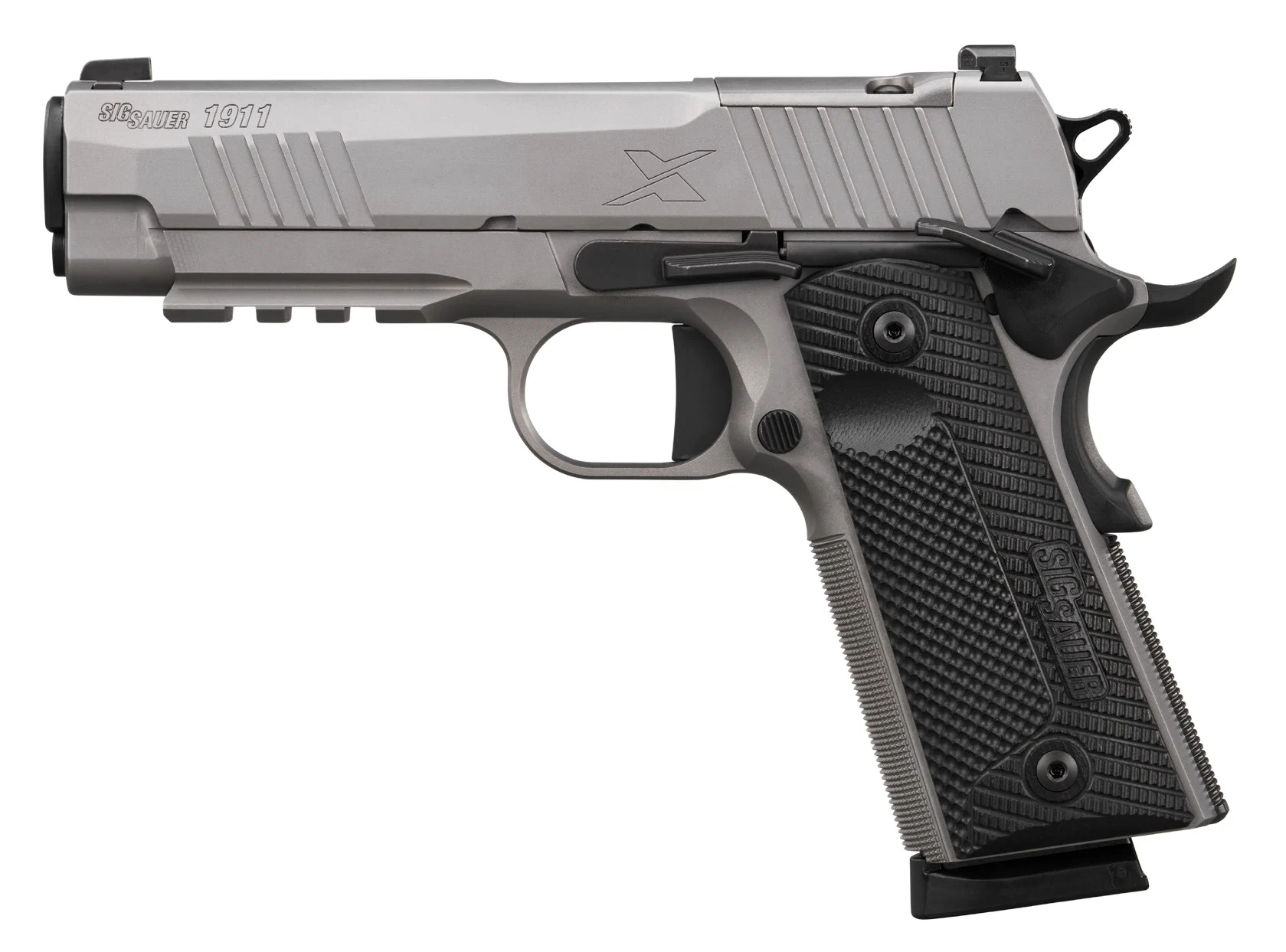 SIG SAUER 1911 X CARRY STAINLESS 45ACP 4.2" G10 GRIP, OPTIC RDY, 2-8RD