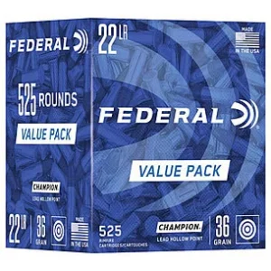 Federal 22 Long Rifle Ammunition Champion F747 36 Grain Lead Hollow Point Value Pack 525 Rounds