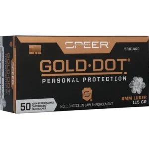 GOLD DOT HANDGUN PP 9MM LUGER 115GR HP 1210 FPS 50/BOX