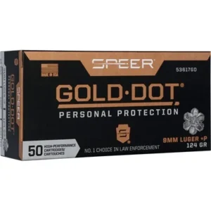 GOLD DOT HANDGUN PP 9MM LUGER +P 124GR HP 1220 FPS 50/BOX