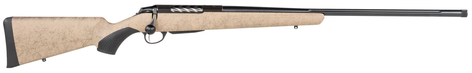 Tikka JRTXRT370 T3x Lite 7mm Rem Mag 3+1 24.30" Fluted/Threaded, Black Barrel/Rec, Black Webbed Tan Roughtech Synthetic Stock, Interchangeable Grip, Muzzle Brake