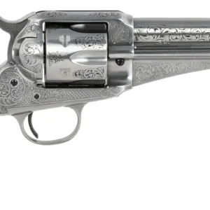Taylors & Company 550408 1875 Army Outlaw 45 Colt (LC) Caliber with 5.50" Barrel, 6rd Capacity Cylinder, Overall White Engraved Finish Steel & Walnut Grip
