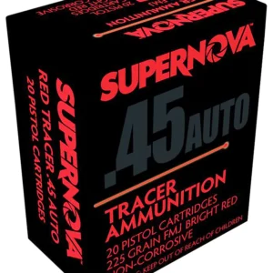 Supernova PMSN45ACR Red Tracer Non Corrosive 45 ACP 225 gr Full Metal Jacket 20 Per Box/ 50 Cs