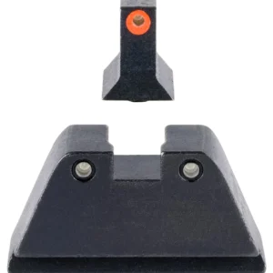 Trijicon GL201C601134 Suppressor/Optic Height Sights  Green/Tritium Orange Outline Front Sight-Green/Tritium Black Outline Rear Sight Glock 17/17L/19/22 Standard Frame