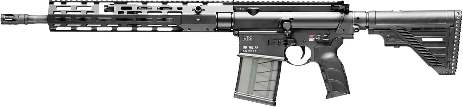 HK 81000829 MR762 A4 7.62x51mm 20+1 16.50" Black Threaded Barrel, Black Picatinny Rail, M-LOK Handguard, 6 Position Black Synthetic Stock, Black Finger Grooved Grip, Ambidextrous