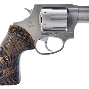 Taurus 2-85629-US2 856  Small 6 Shot 2" Matte Stainless Steel Barrel & Frame, Polished Cylinder, Custom Designed Wood Grip w/Stars, Transfer Bar Safety, Exposed Hammer
