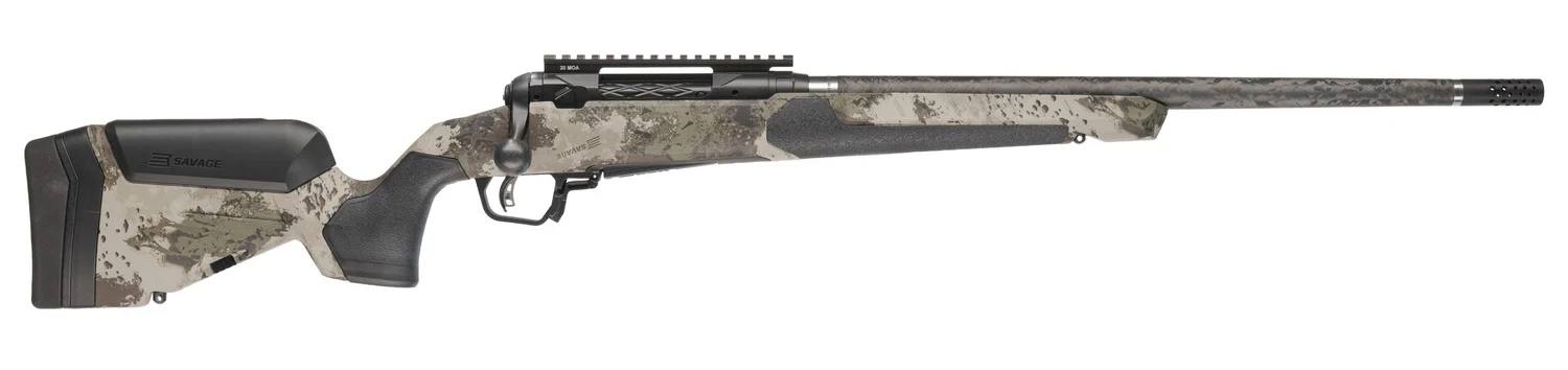 Savage Arms 32718 110 UltraLite Pro Full Size 7mm PRC 3+1 20" Carbon Fiber Barrel, Savage Woodland Camo Accufit V2 Synthetic Stock, Right Hand