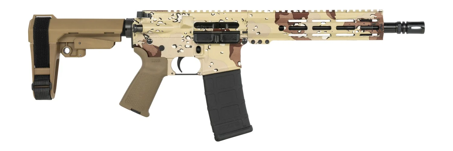 Shark Coast Tactical SCC07145CHCHIP-P Chocolate Chip 5.56 NATO 30+1 10.50" Black Nitride Threaded Barrel, Aluminum Receiver w/Picatinny Rail, M-LOK Handguard, Polymer SB Tactical SBA3 Brace, Polymer
