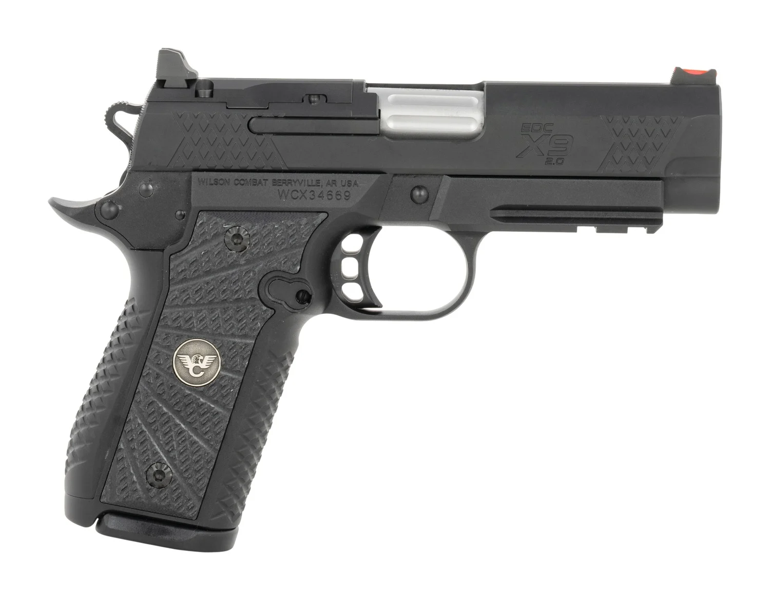 Wilson Combat 2EDCXCPR9OR EDC X9 2.0 9mm Luger 15+1 4" Stainless Fluted Barrel, Optic Ready Slide, Aluminum Frame w/Picatinny Rail, Black G10 Grip