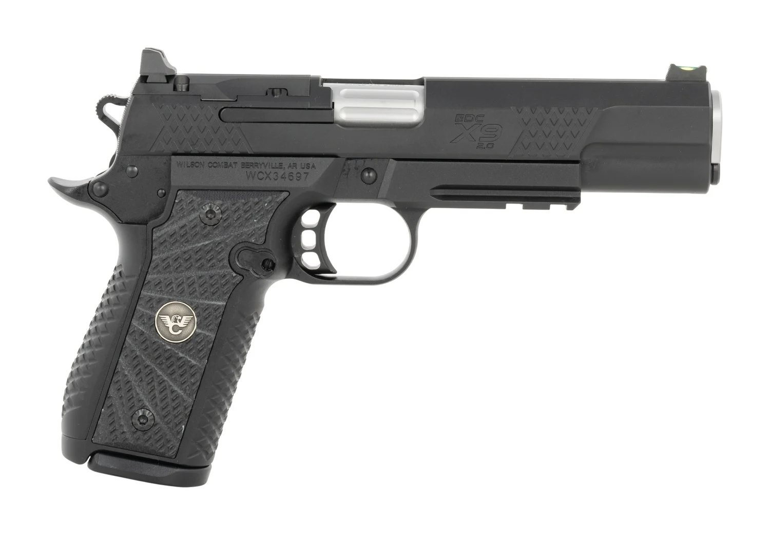Wilson Combat 2EDCXLPR9OR EDC X9 2.0 9mm Luger 15+1 5" Stainless Fluted Barrel, Black Armor-Tuff Optic Ready Slide, Aluminum Frame w/Picatinny Rail, Black G10 Grip