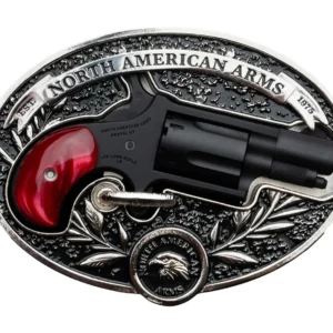 North American Arms 22LRBCBBO Zorro Mini 22 LR 5 Shot 1.13" Black Cerakote Stainless Steel Barrel, Cylinder & Frame, Simulated Red Pearl Grip, Safety Notch, Exposed Hammer