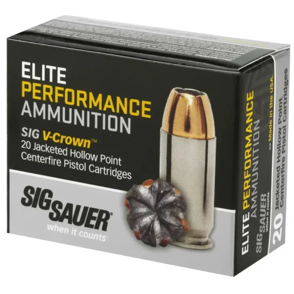 SIG SAUER V-CROWN 380ACP 90GR JHP 20RD BX 200RD CASE