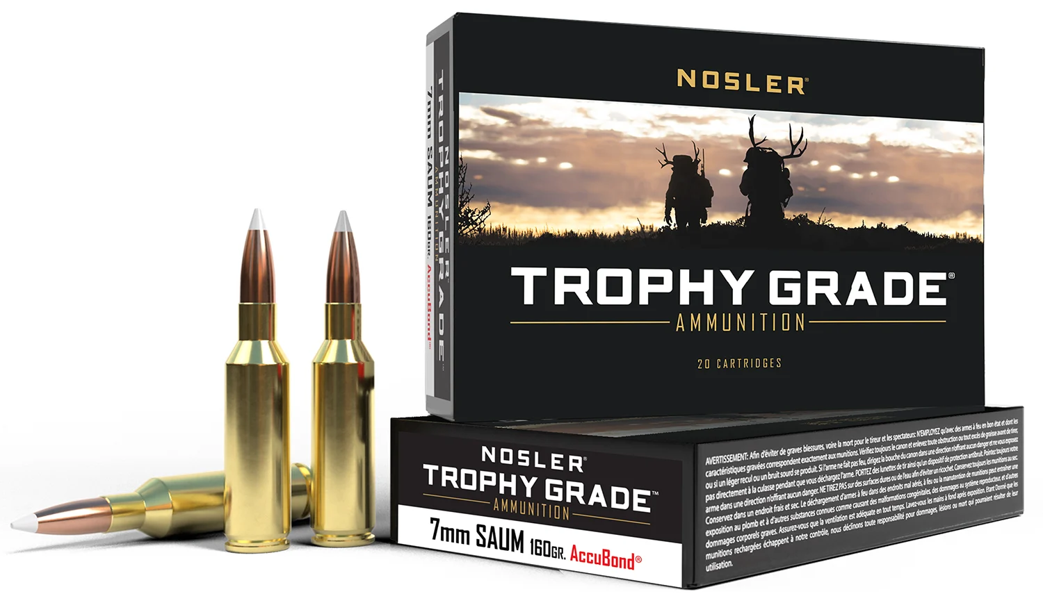 Nosler 60045 Trophy Grade 7mmRemSA UltraMag 160gr Nosler Spitzer Partition 20 Per Box/10 Case