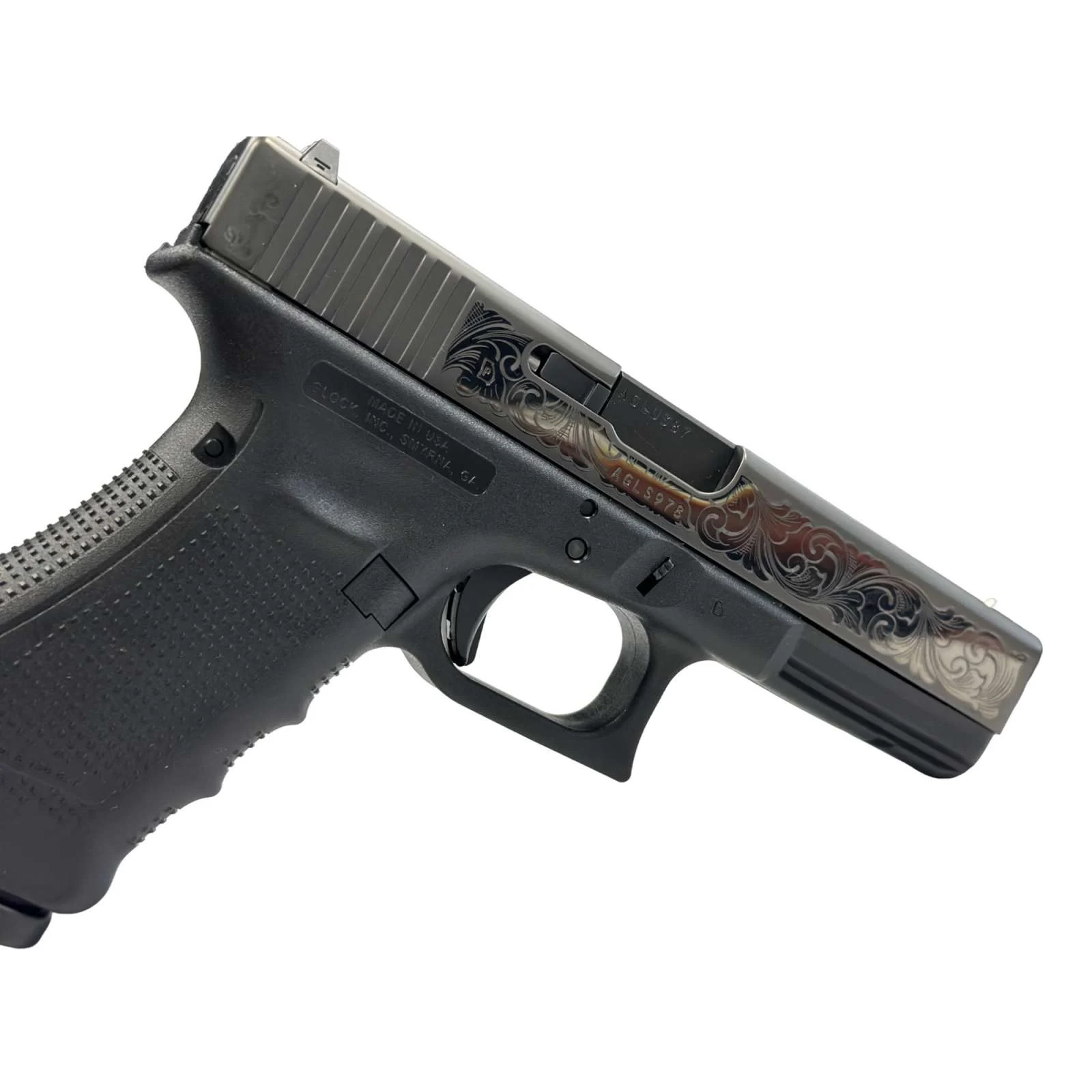 GLOCK G17 GEN 4 9MM PISTOL BLACK DLC SCROLL ENGRAVED 17RD