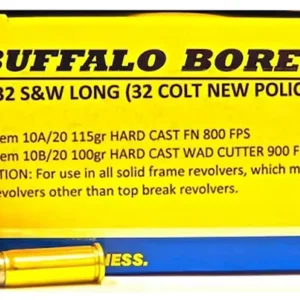 Buffalo Bore Ammunition 10A20 Personal Defense Strictly Business 32S&W Long 115gr Hard Cast Flat Nose 20 Per Box/12 Case