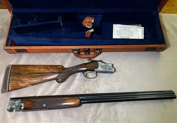 Rare 1958 Belgian Browning Superposed Grade V (Diana) 20 Gauge | Felix Funken Engraved | Original Tolex Case & Papers
