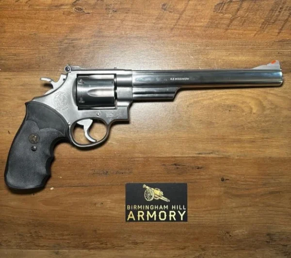 SOLD!!! 1988 Smith & Wesson Model 629-1 Stainless .44 Mag 8-3/8″ | Original Factory Box & Paperwork | Leather Shoulder Holster | Wood & Pachmayr Grips | Speedloaders