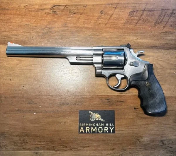 SOLD!!! 1988 Smith & Wesson Model 629-1 Stainless .44 Mag 8-3/8″ | Original Factory Box & Paperwork | Leather Shoulder Holster | Wood & Pachmayr Grips | Speedloaders