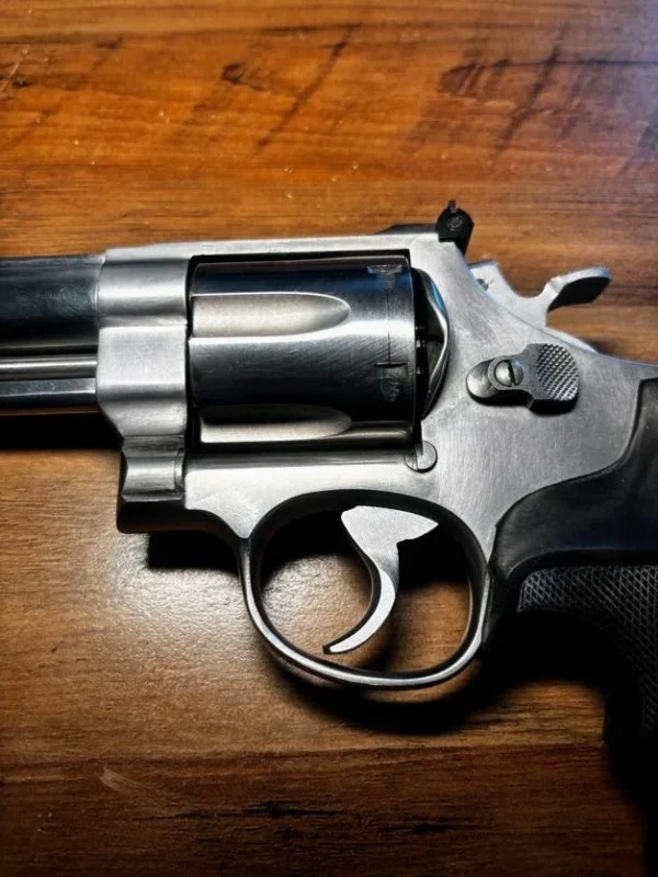 SOLD!!! 1988 Smith & Wesson Model 629-1 Stainless .44 Mag 8-3/8″ | Original Factory Box & Paperwork | Leather Shoulder Holster | Wood & Pachmayr Grips | Speedloaders