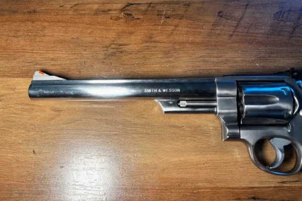 SOLD!!! 1988 Smith & Wesson Model 629-1 Stainless .44 Mag 8-3/8″ | Original Factory Box & Paperwork | Leather Shoulder Holster | Wood & Pachmayr Grips | Speedloaders