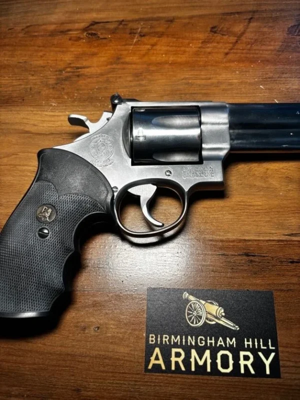 SOLD!!! 1988 Smith & Wesson Model 629-1 Stainless .44 Mag 8-3/8″ | Original Factory Box & Paperwork | Leather Shoulder Holster | Wood & Pachmayr Grips | Speedloaders