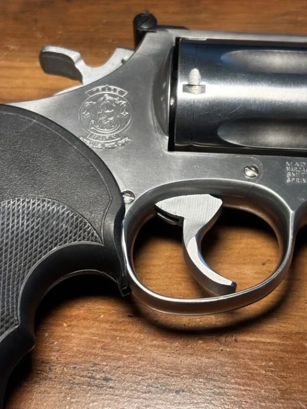 SOLD!!! 1988 Smith & Wesson Model 629-1 Stainless .44 Mag 8-3/8″ | Original Factory Box & Paperwork | Leather Shoulder Holster | Wood & Pachmayr Grips | Speedloaders