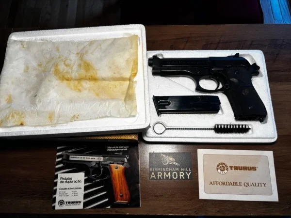Used Taurus PT-99 9mm Stainless/Blued | Adjustable Target Sights | Original Box & Paperwork | Pachmayr Rubber Grips | Excellent Condition