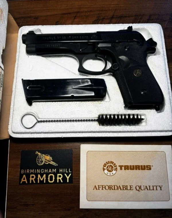 Used Taurus PT-99 9mm Stainless/Blued | Adjustable Target Sights | Original Box & Paperwork | Pachmayr Rubber Grips | Excellent Condition
