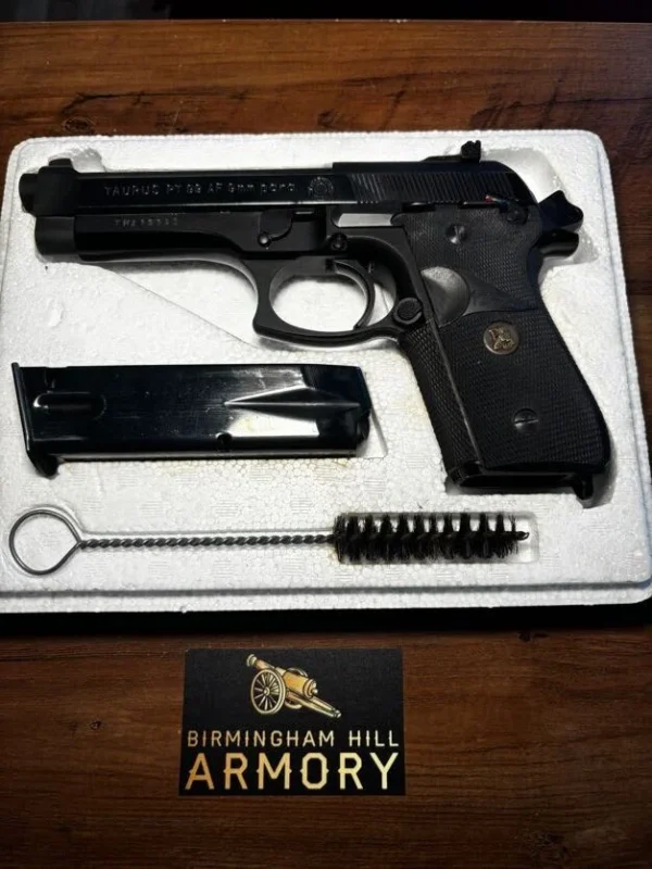 Used Taurus PT-99 9mm Stainless/Blued | Adjustable Target Sights | Original Box & Paperwork | Pachmayr Rubber Grips | Excellent Condition