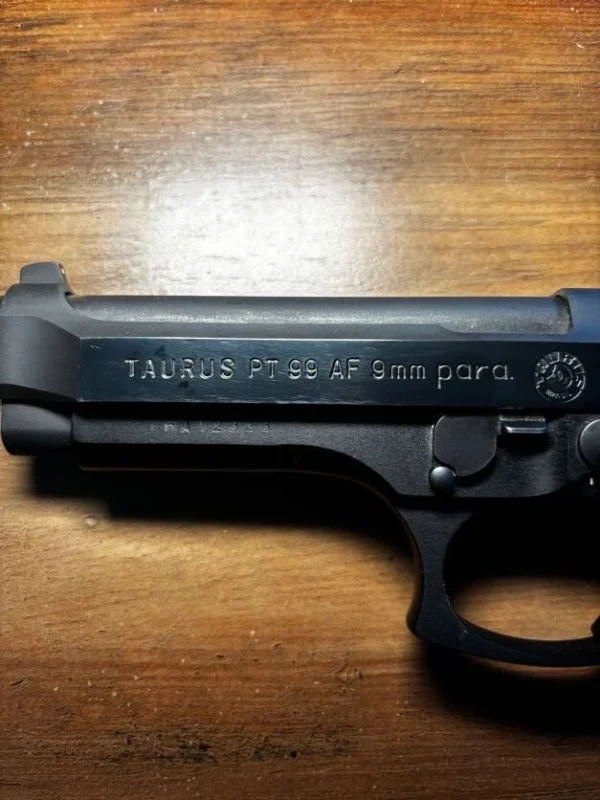 Used Taurus PT-99 9mm Stainless/Blued | Adjustable Target Sights | Original Box & Paperwork | Pachmayr Rubber Grips | Excellent Condition
