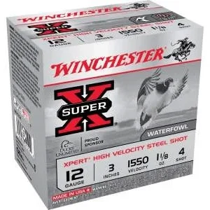Winchester 12 Gauge Xpert High Velocity Ammunition WEX1234 3" 1-1/8 oz #4 Non-Toxic Steel Shot CASE 250 rounds