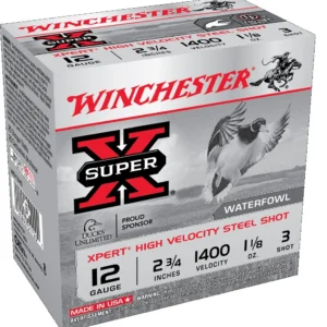 Winchester 12 Gauge Xpert High Velocity Steel Shot Ammunition WEX12H3 2-3/4" 1-1/8oz #3 Shot 1400fps CASE 250 rounds