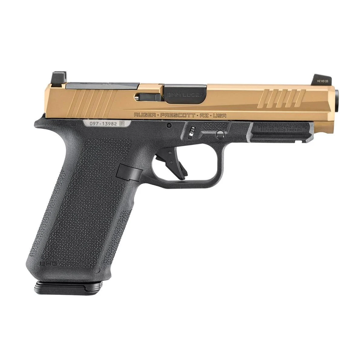 Ruger RXM Copper PVD Handgun 9mm Luger 17rd Magazines(2) 4.5" Barrel Black Poly Frame Front Night Sight